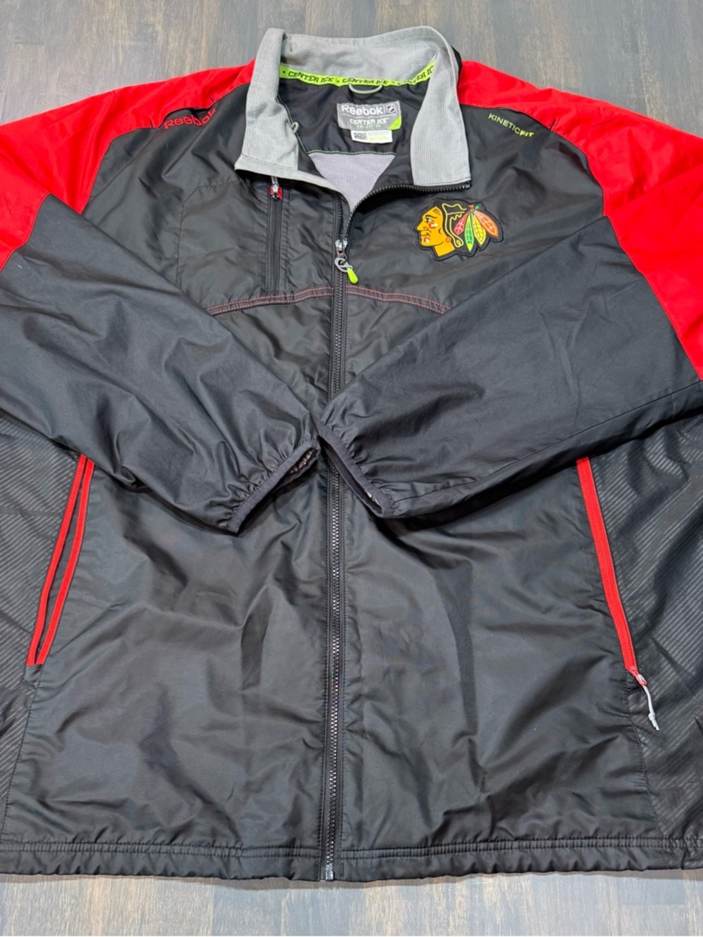 Reebok Men’s Black & Red Chicago Blackhawks Full-Zip Jacket - Size 3XL